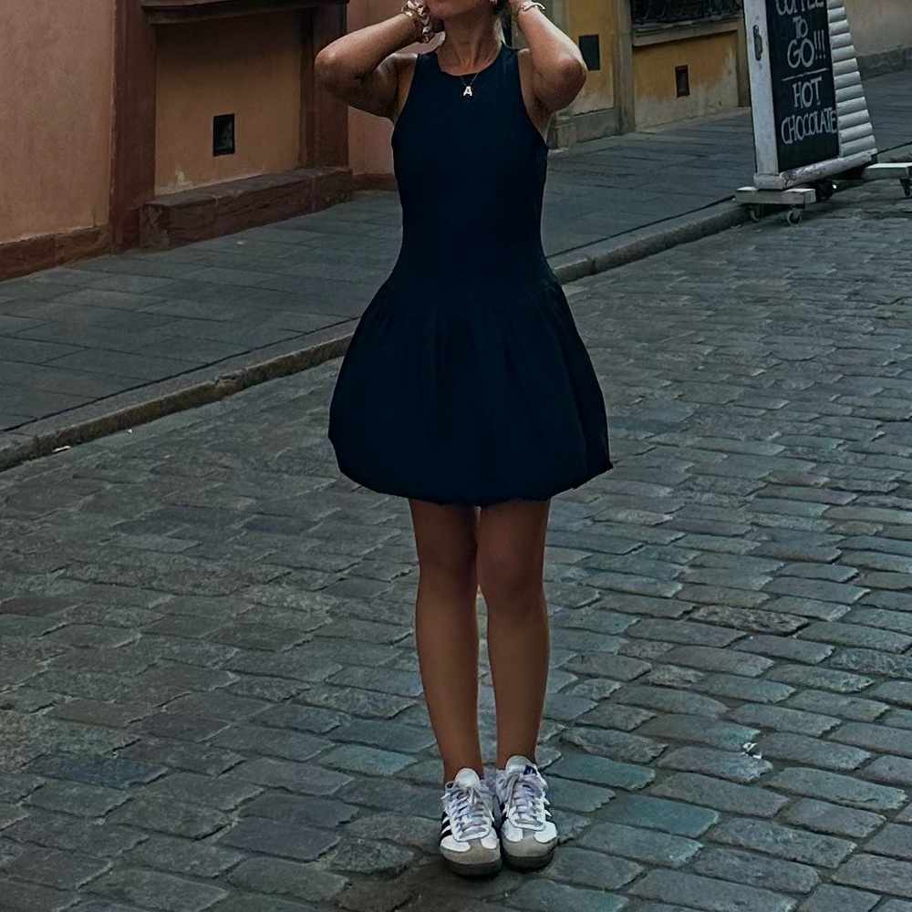 Black Mini Balloon Dress